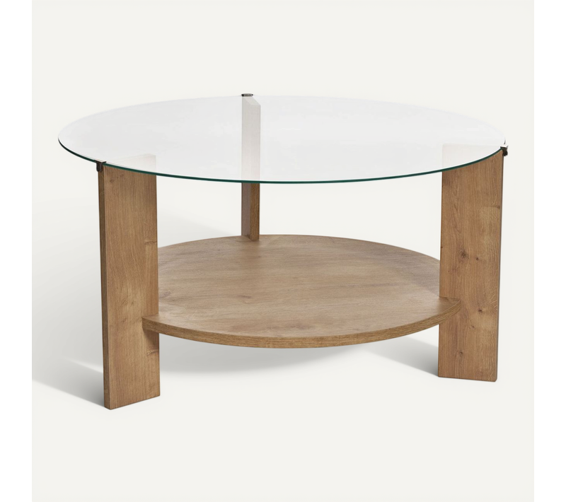 Table Basse En Bois "clara" - 75 X 75 X 40 Cm - Chêne Saphirtransparent