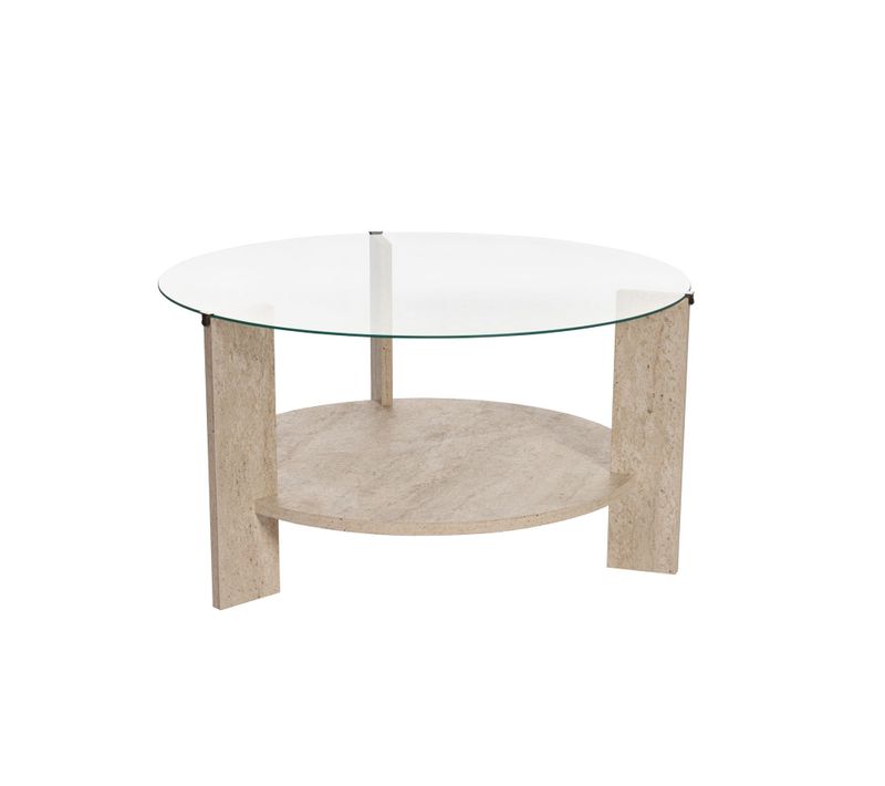 Table Basse En Bois "clara" - 75 X 75 X 40 Cm - Travertintransparent