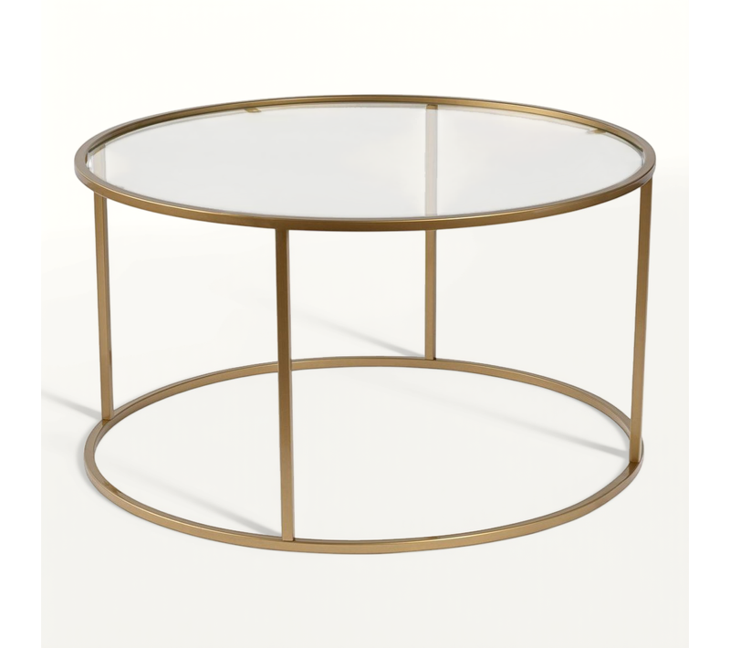 Table Basse En Métal "aurum" - 80 X 80 X 43 Cm - Or Transparent