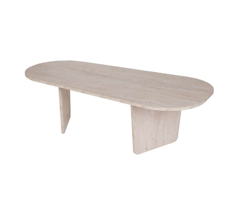 Table Basse En Bois "ovalis" - 130 X 65 X 40 Cm - Travertin