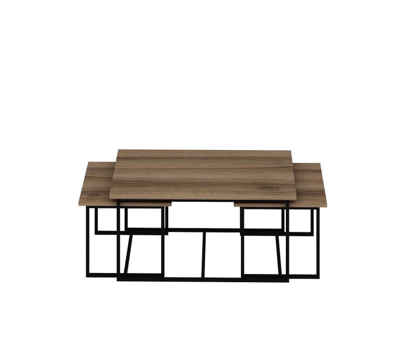 Table Gigogne (3 Pièces) En Bois "levada" - 90 X 60 X 42 Cm - Noyer