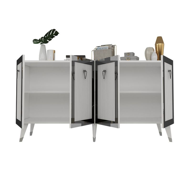 Buffet En Bois "bare" - 150 X 40 X 80 Cm - Gris