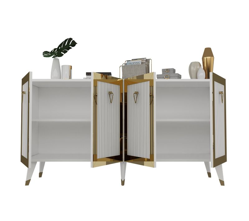 Buffet En Bois "bare" - 150 X 40 X 80 Cm - Doré
