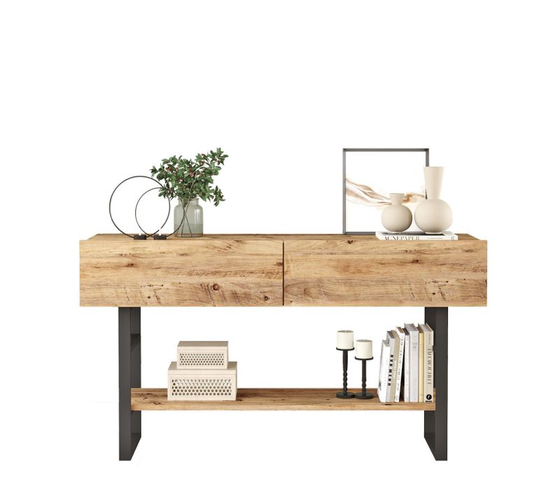 Console En Bois "ml23" - 138 X 43 X 75 Cm - Beige