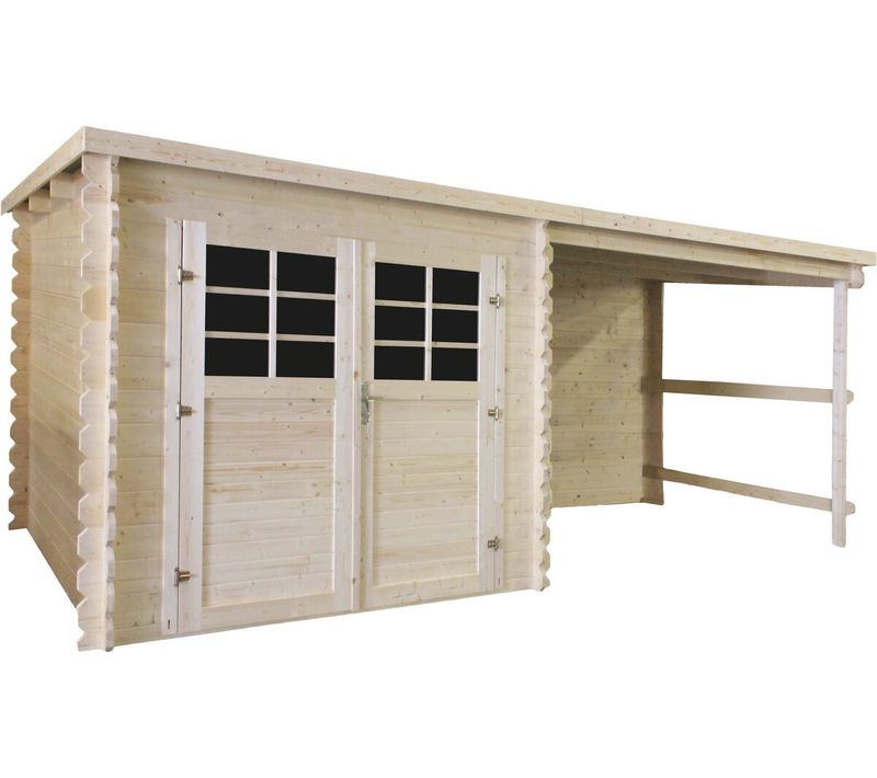 Abri De Jardin En Bois Avec Auvent "montval" - 14 M² - 28 Mm