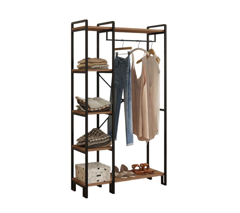 Meuble D'entrée En Bois "rex" - 90 X 34 X 163 Cm - Marron