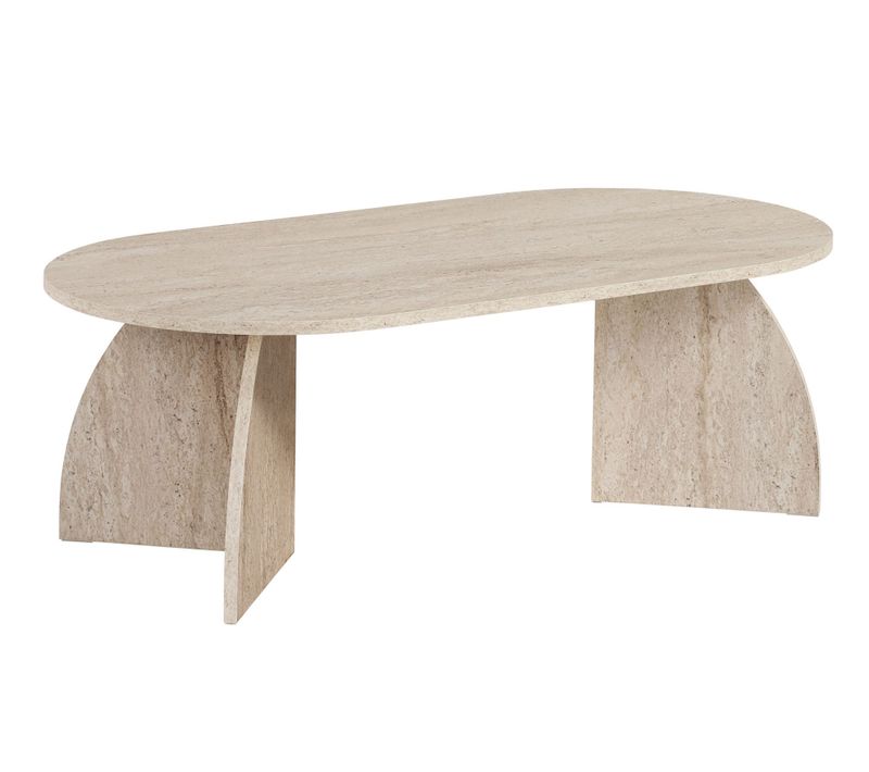 Table Basse En Bois "melina" 120 X 60 X 40 Cm - Travertin