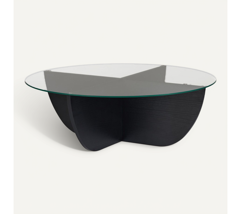 Table Basse En Verre "liya" 90 X 90 X 30 Cm - Bois Noir