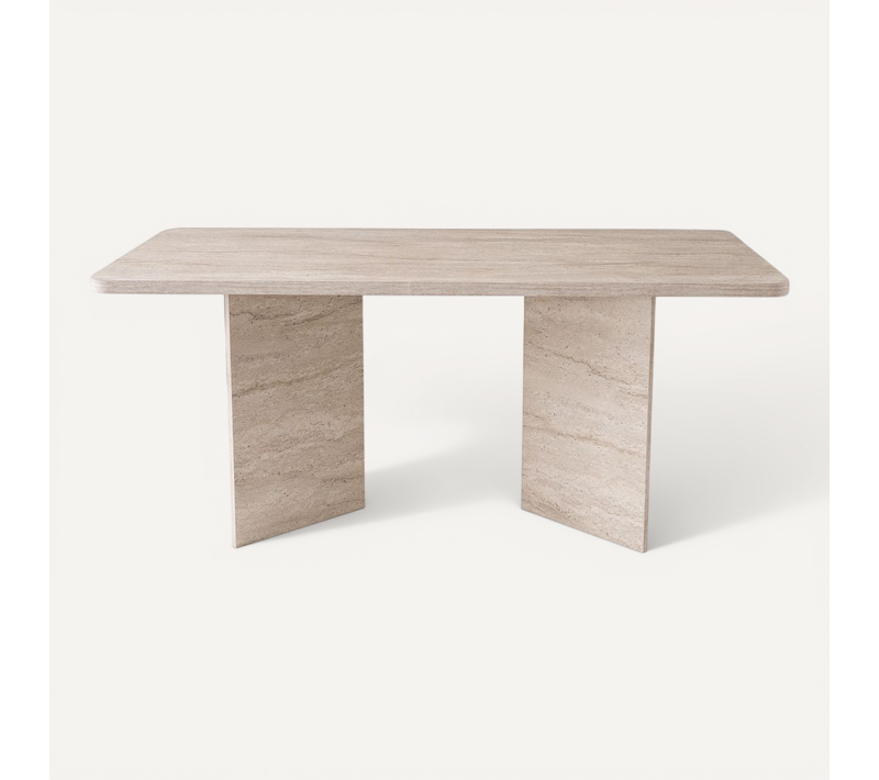 Table à Manger En Bois "lizzard" 180 X 90 X 77 Cm - Travertin