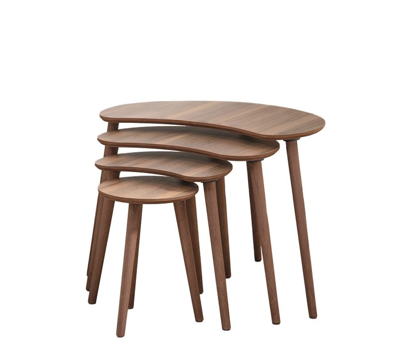 Table Gigogne (4 Pièces) En Bois "moon" 40 X 75 X 55 Cm - Noyer