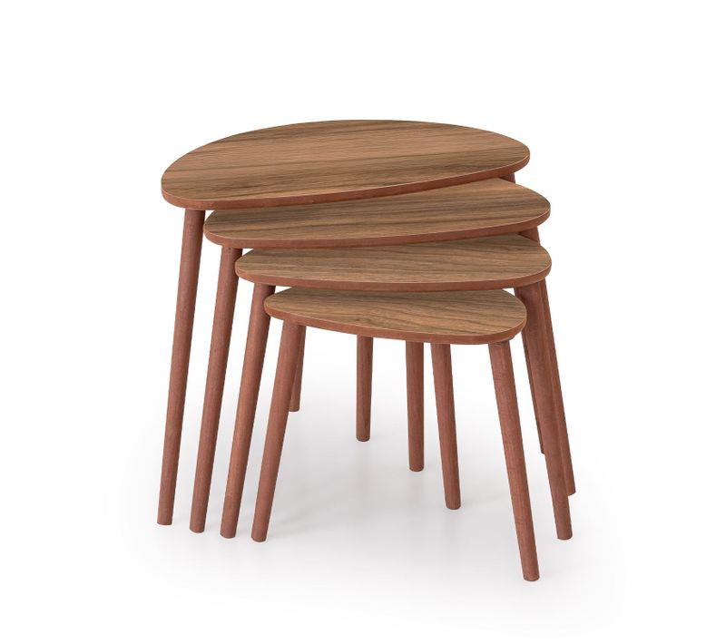 Table Gigogne (4 Pièces) En Bois "nora" 68 X 45 X 55 Cm - Noyer