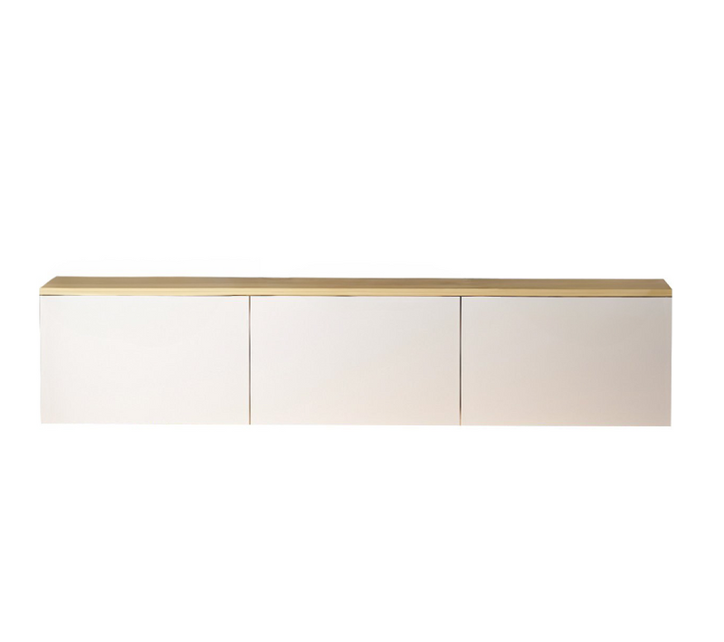 Meuble TV Suspendu En Bois Avec éclairage LED "neon" - 160 X 32 X 35 Cm - Blanc