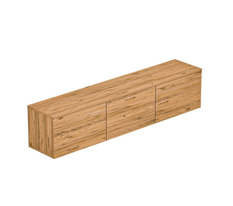 Meuble TV Suspendu En Bois Avec éclairage LED "neon" - 160 X 32 X 35 Cm - Marron Clair