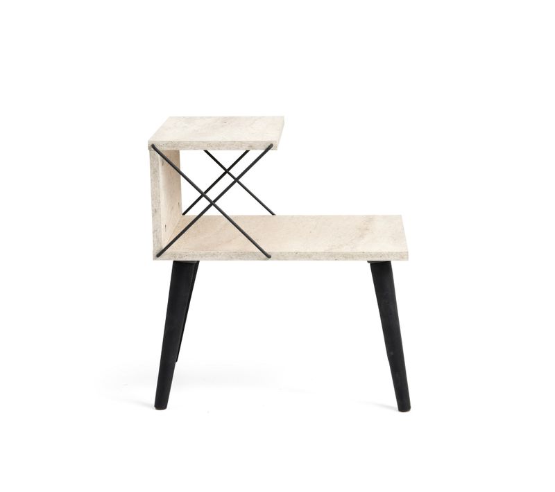 Table De Chevet En Bois "cross" 50 X 40 X 55 Cm - Travertin