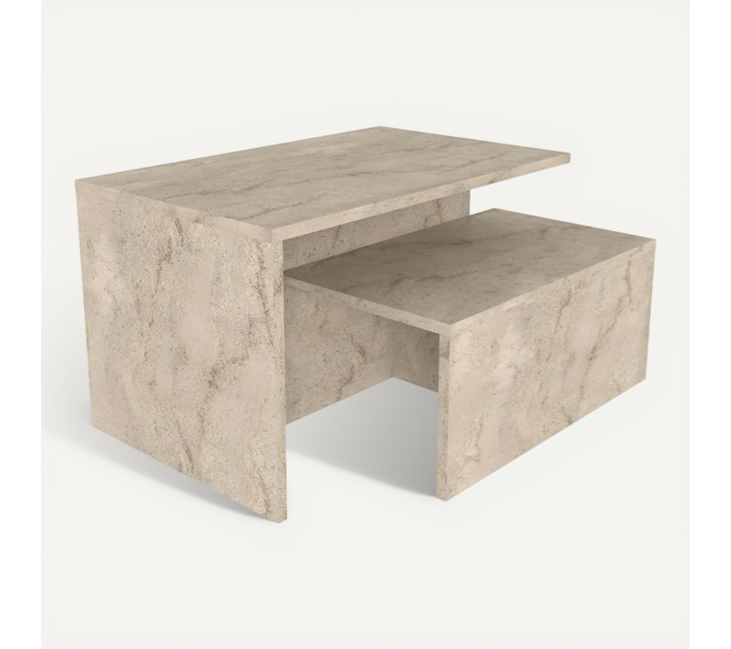 Table Gigogne (2 Pièces) En Bois "twins" 72 X 45 X 42 Cm - Travertin
