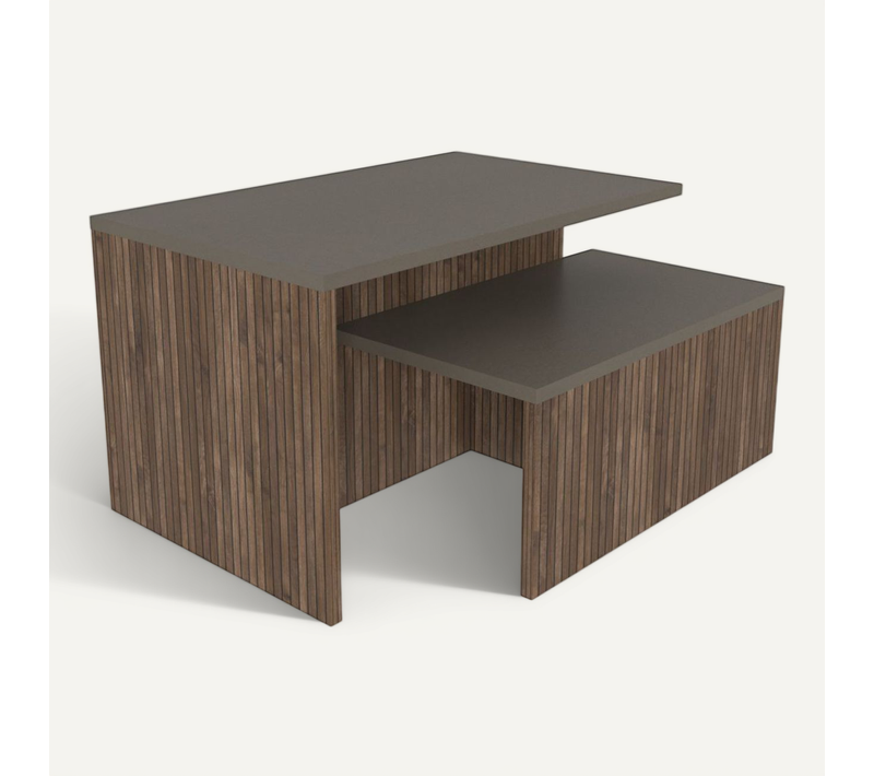 Table Gigogne (2 Pièces) En Bois "twins" 72 X 45 X 42 Cm - Taupe
