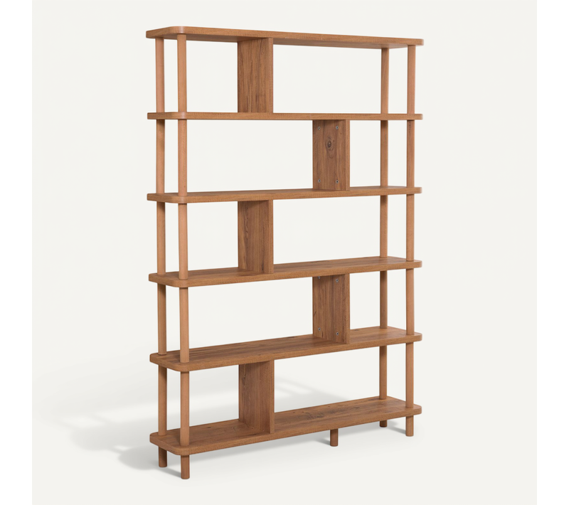 Bibliothèque En Bois "meta" - 120 X 28 X 168 Cm - Marron