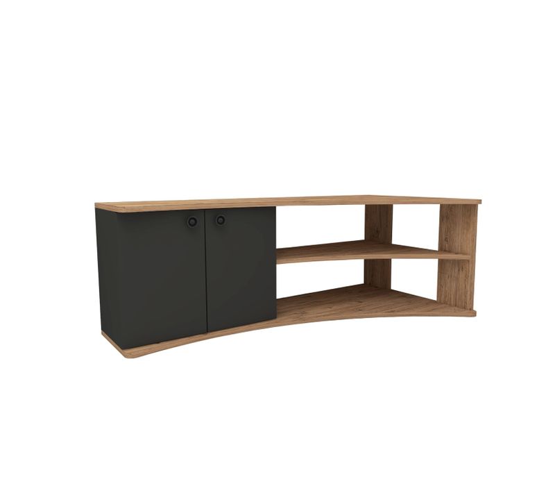 Meuble TV D'angle En Bois "termera" - 135 X 67 X 48 Cm - Marron