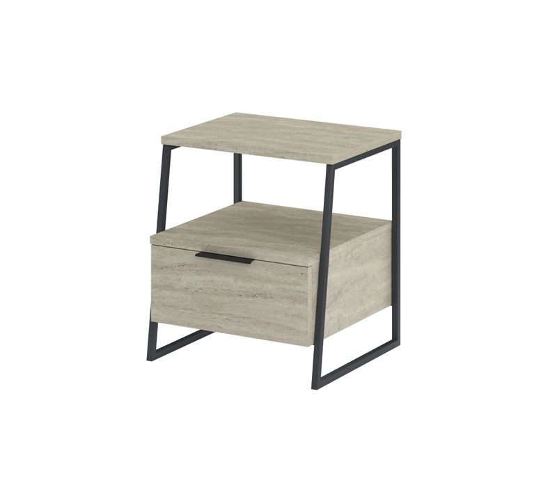 Table De Chevet En Bois "pal" - 45 X 40 X 50 Cm - Travertin
