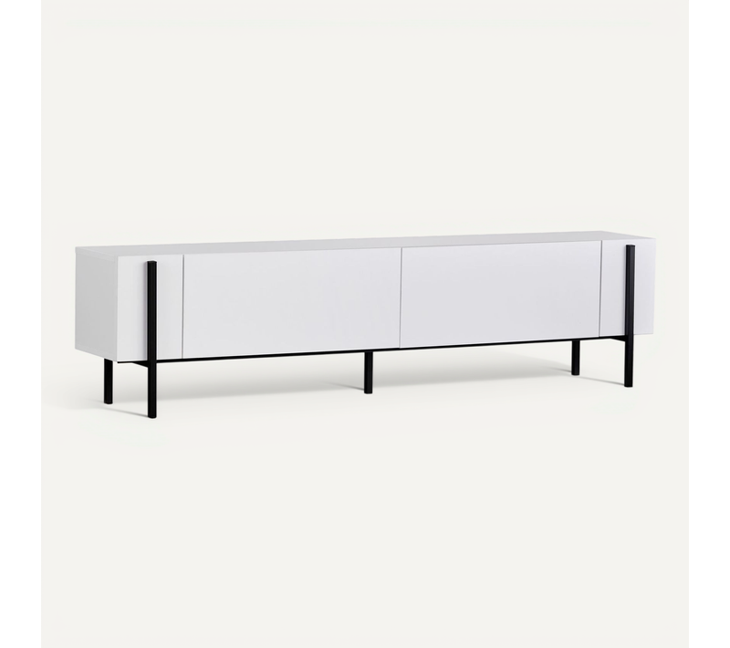 Meuble TV En Bois "nexus" - 180 X 30 X 45 Cm - Bois Noir / Noir