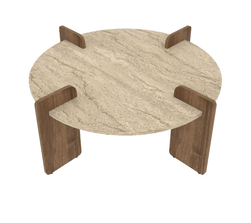 Table Basse En Bois "avoure" - 90 X 90 X 35 Cm - Travertin