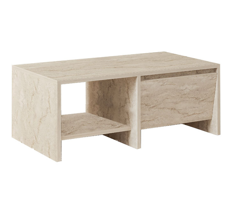 Table Basse En Bois "laris" - 90 X 45 X 35 Cm - Travertin
