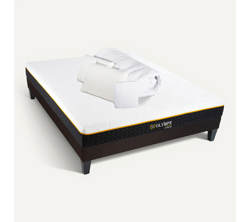 Pack Olympe 180x200 Cm Matelas Mousse + Sommier Bois + Accessoires
