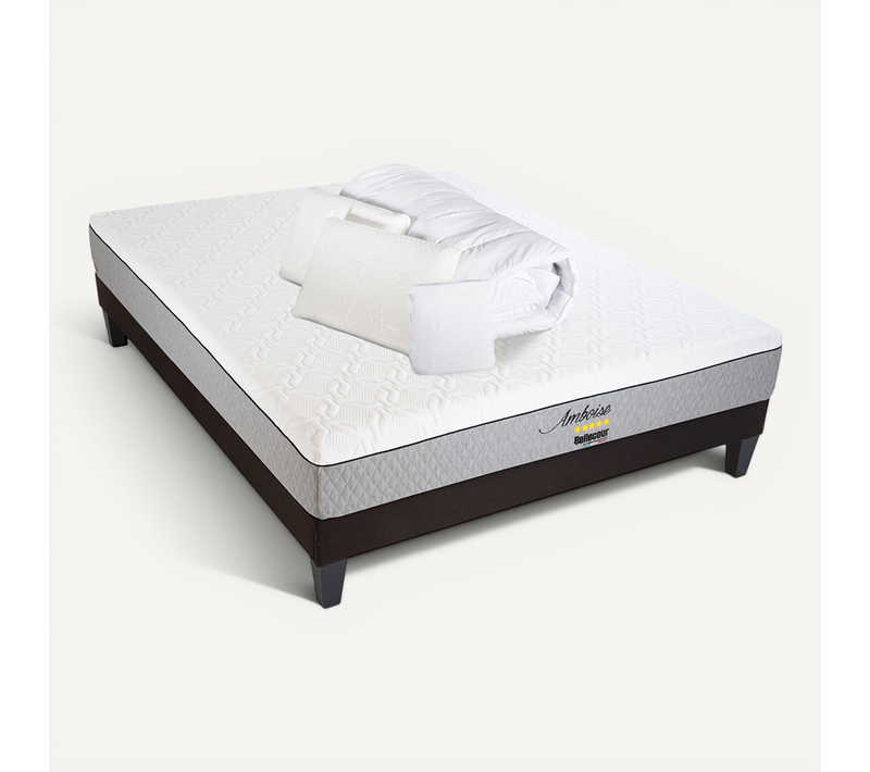 Pack Amboise 90x200 Cm Matelas Mousse + Sommier Bois + Accessoires