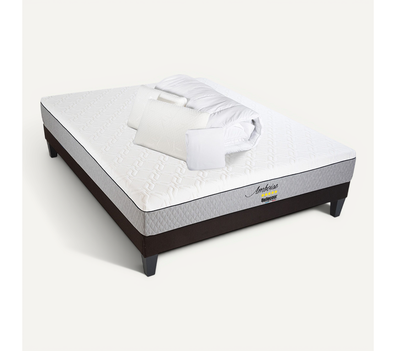 Pack Amboise 140x200 Cm Matelas Mousse + Sommier Bois + Accessoires