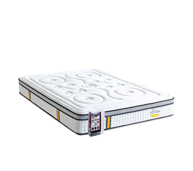 Ensemble Reina 2.0 140x190 Cm Matelas Ressorts + Protège Matelas Anti Punaise