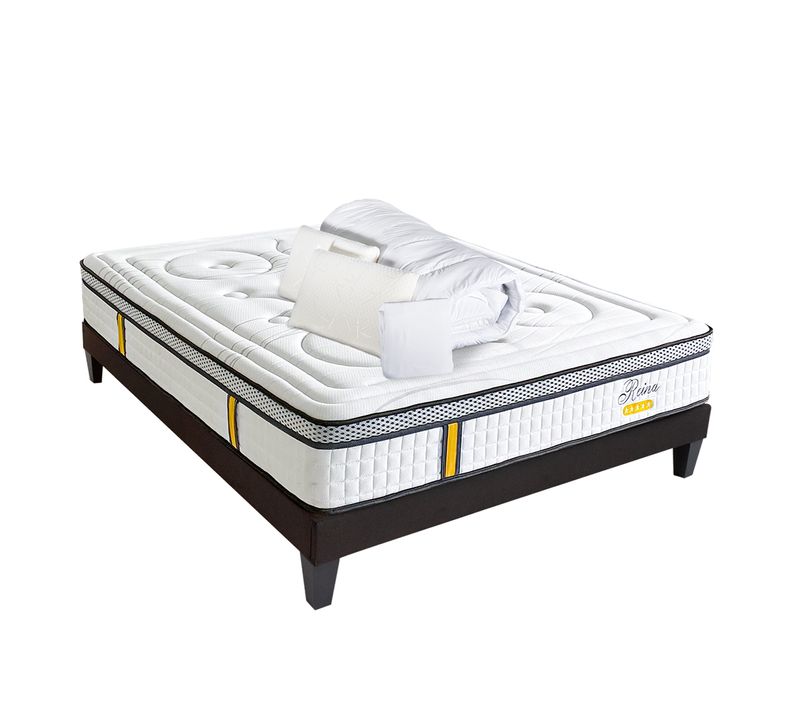 Pack Anti Punaise Reina 2.0 180x200 Cm Matelas Ressorts + Sommier Bois + Accessoires