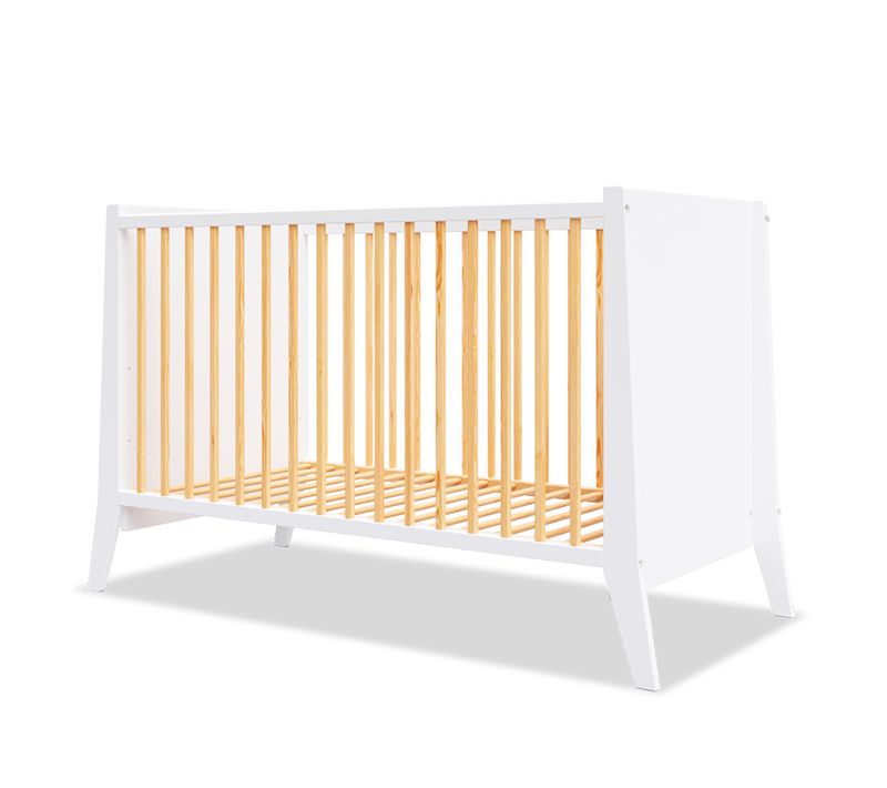 Lit Bébé évolutif Timeo 60x120 Cm (matelas Non Inclus) - Blanc et Bois