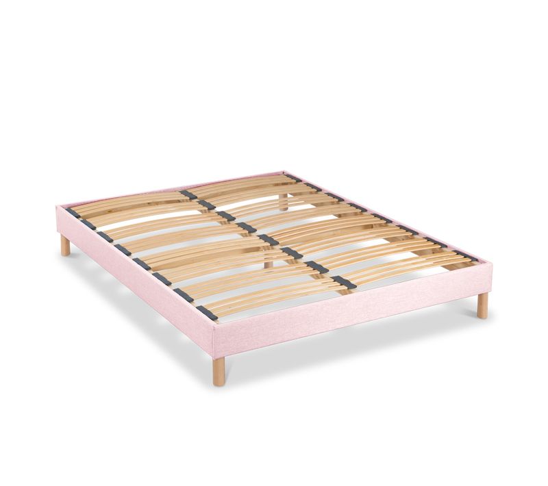 Sommier à Lattes En Bois Lumière 160x200 Cm Coloris Rose Livré En Kit