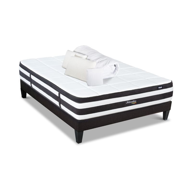 Pack Fontainebleau 180x200 Cm Matelas Ressorts + Sommier Bois + Accessoires