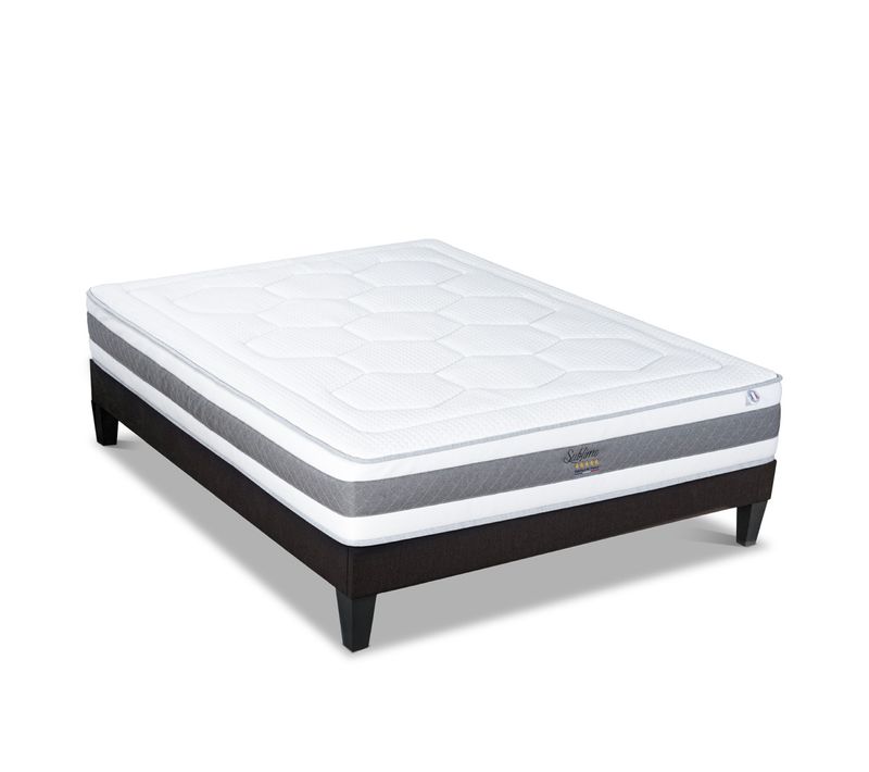 Ensemble Sublime 140x190 Cm Matelas Mousse + Sommier Bois