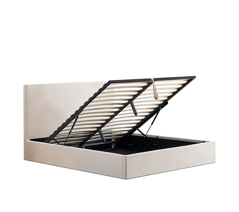 Lit Coffre Velours Beige Nemesis 140x190 Cm