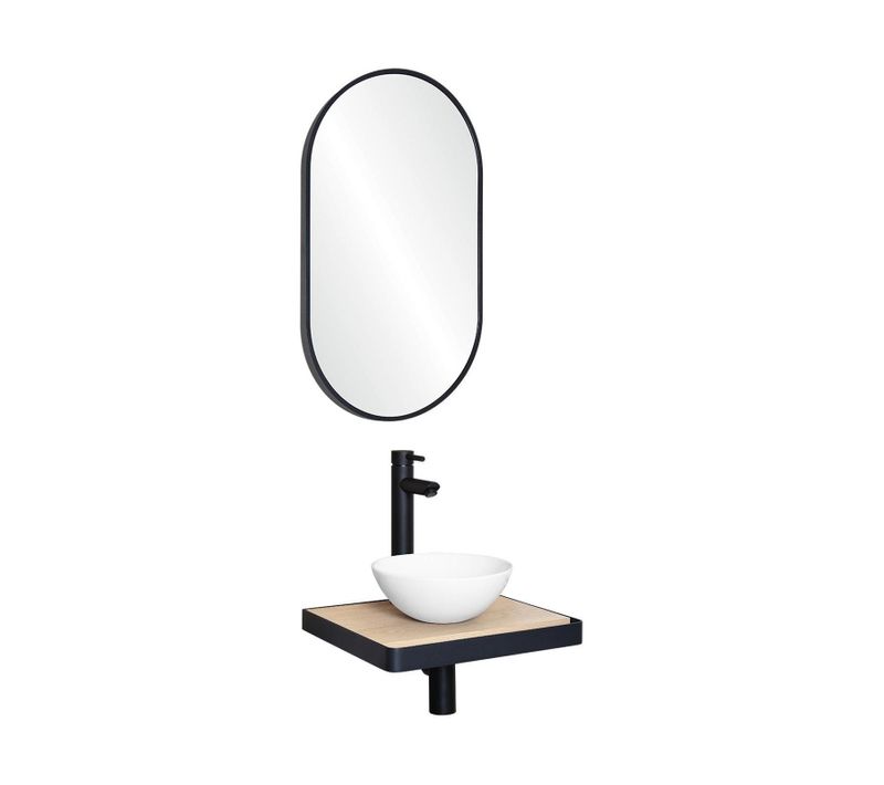 Meuble Lave-mains Soho Plan Fin P-serviette Face Vasque Blanche+rob+miroir