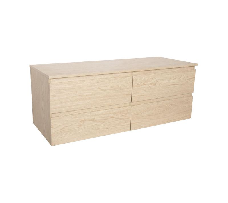 Meuble Double Vasque Sorrento Suspendu Avec Plan Effet Bois 120 Cm