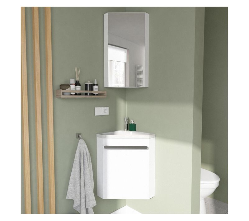 Ensemble Lave-mains D'angle Skino + Vasque + Armoire De Toilette