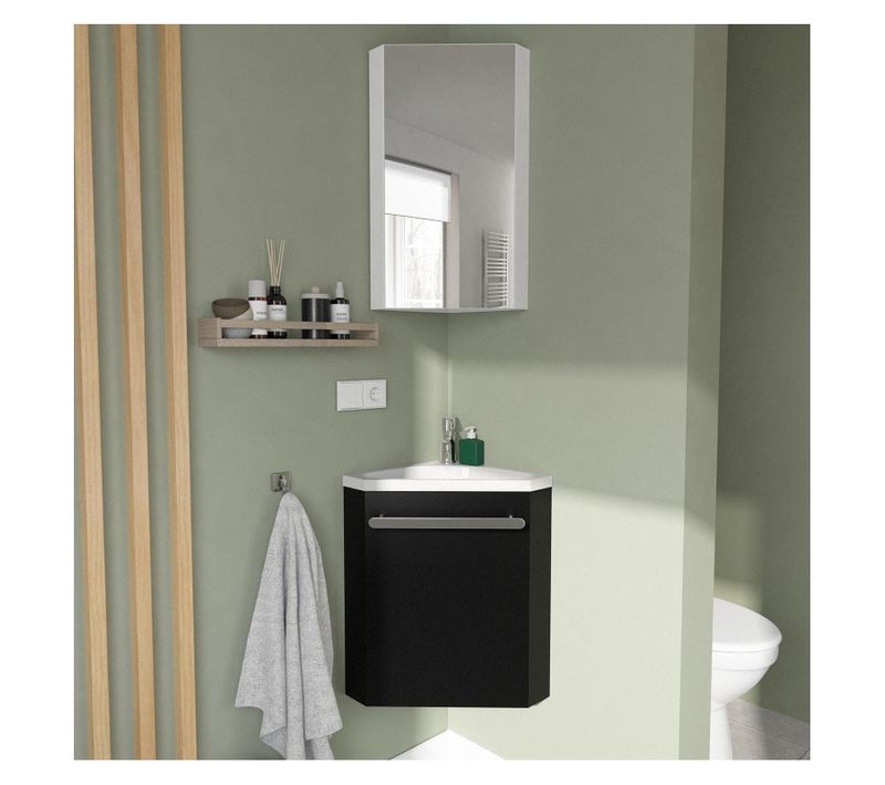 Ensemble Lave-mains D'angle Skino + Vasque + Armoire De Toilette