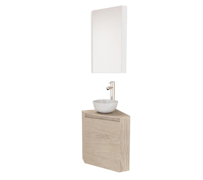 Meuble Lave-mains D'angle Sorrento + Vasque + Armoire De Toilette
