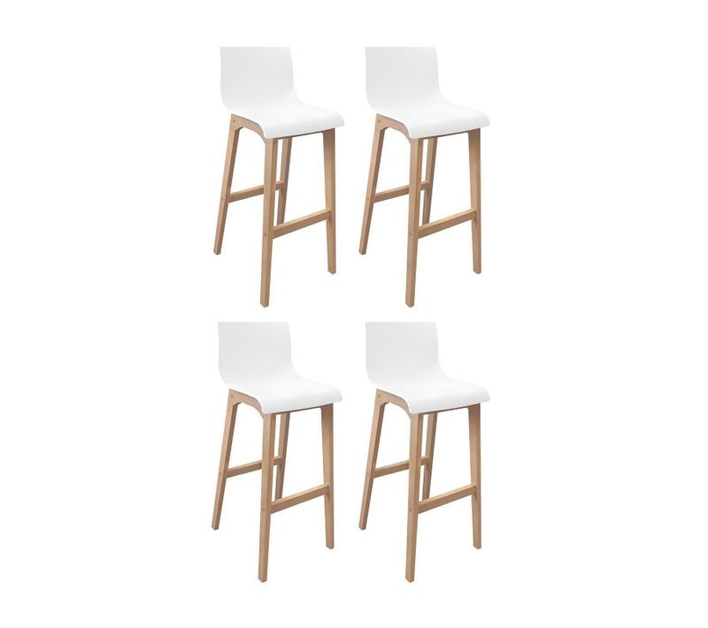 Lot De Tabourets De Bar Tanna En Chêne Et Assise Plastique Blanche 75cm