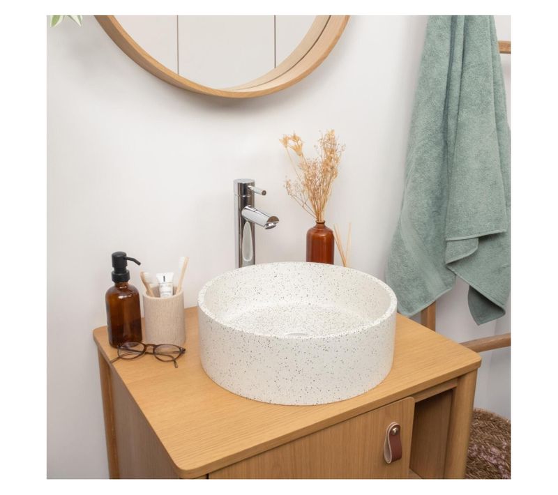 Vasque à Poser Ronde En Terrazzo 36cm