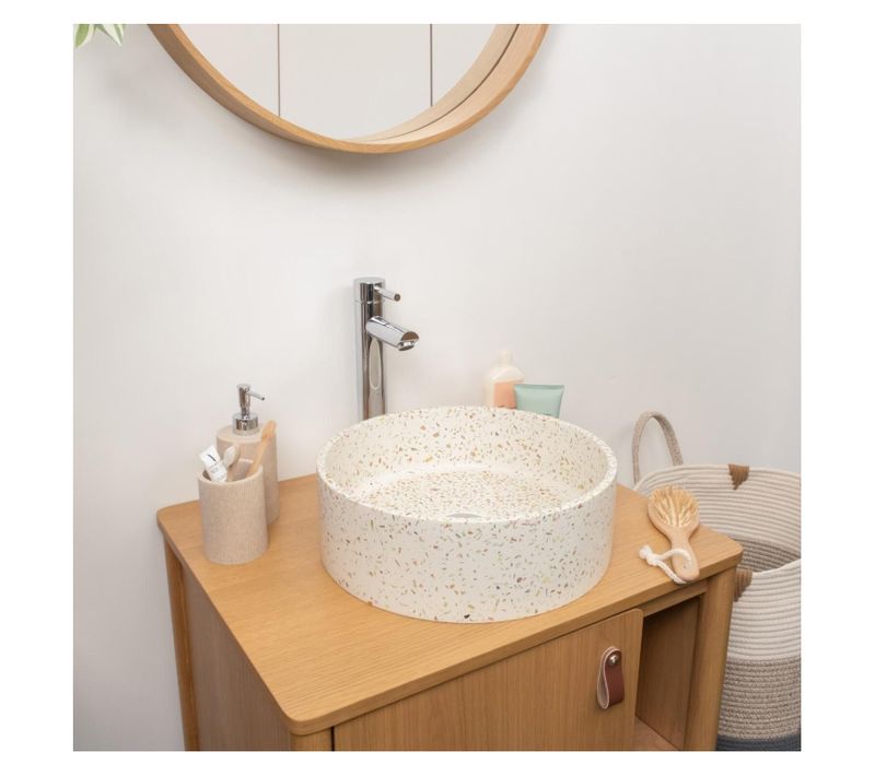 Vasque à Poser Ronde En Terrazzo 36cm