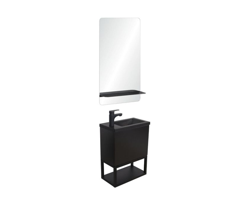Ensemble Lave-mains Nova Métal Et Bois Avec Miroir à Tablette