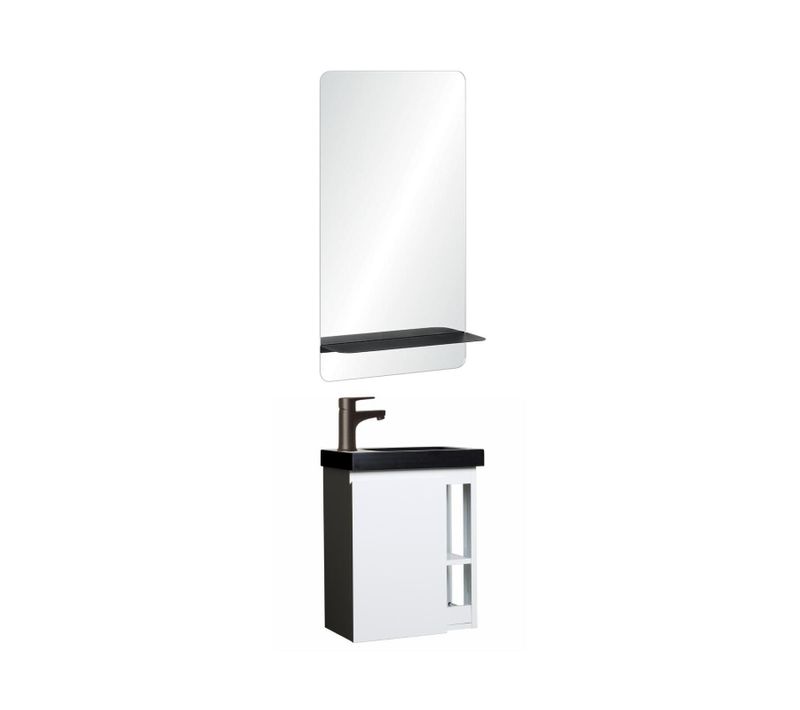 Ensemble Lave-mains Hampton Avec Robinet Noir Et Miroir Tablette