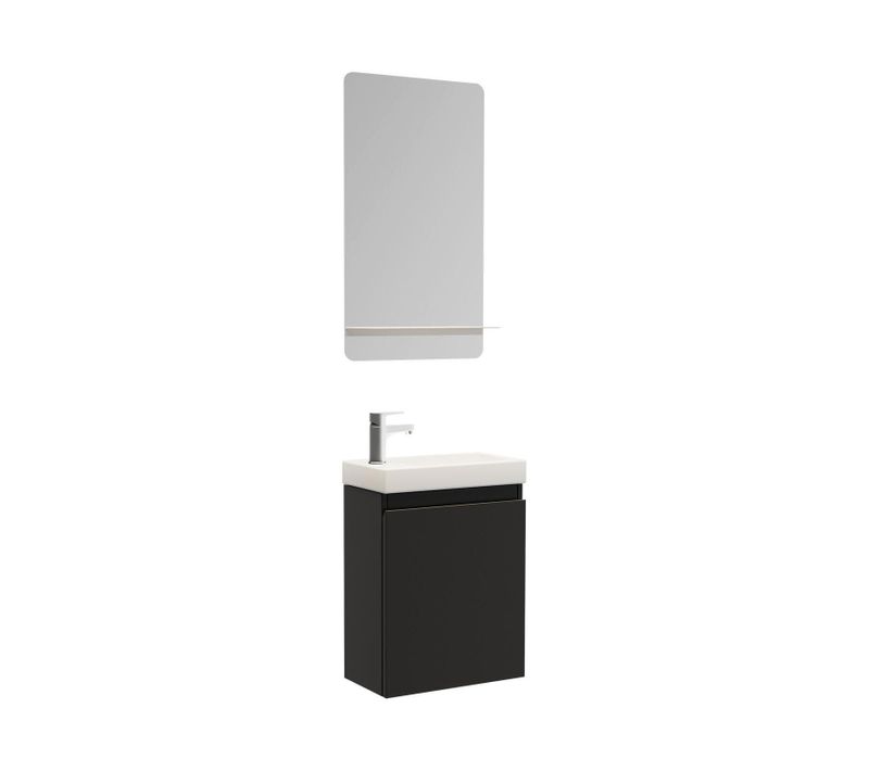 Meuble Lave-mains Lisa + Robinet Chromé + Miroir Rectangulaire