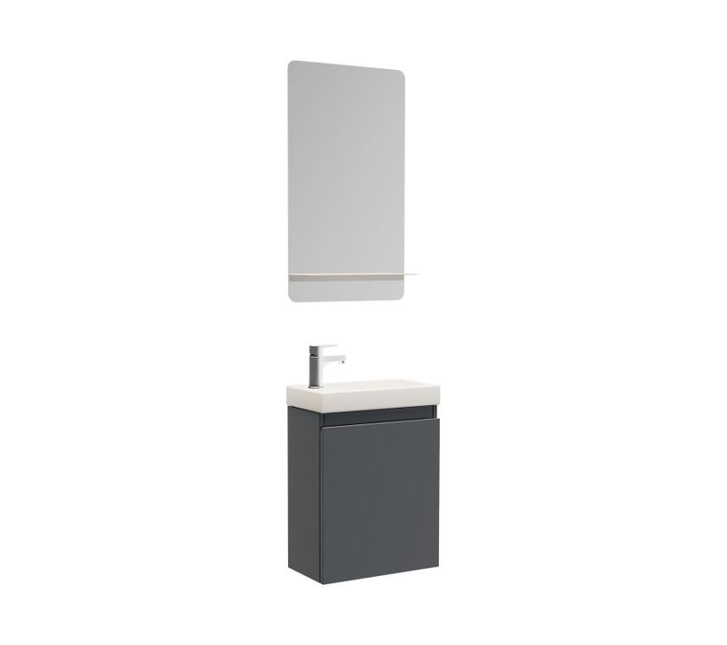 Meuble Lave-mains Lisa + Robinet Chromé + Miroir Rectangulaire