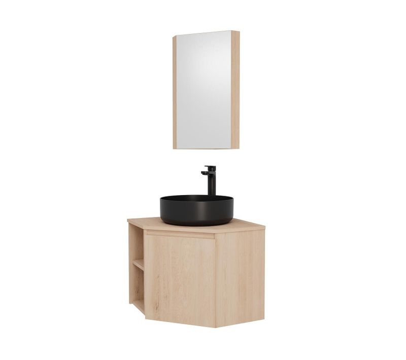 Meuble Sous Vasque D'angle Sorrento Avec Vasque, Robinet Et Armoire