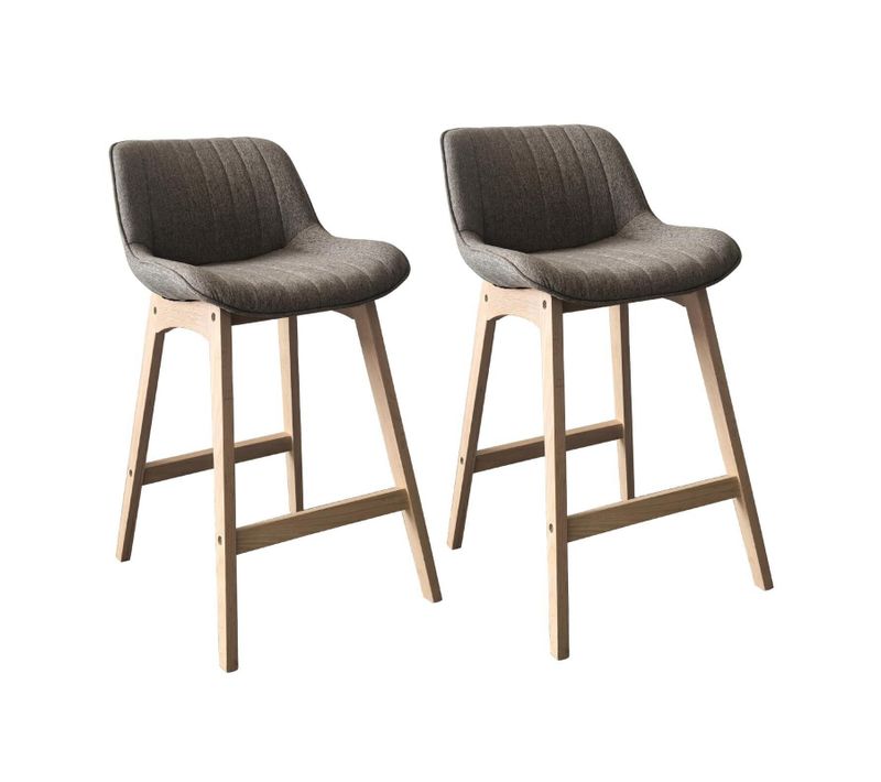 Lot De Chaises Mellow D'îlot Et Bar En Chêne Et Assise Tissu 65cm
